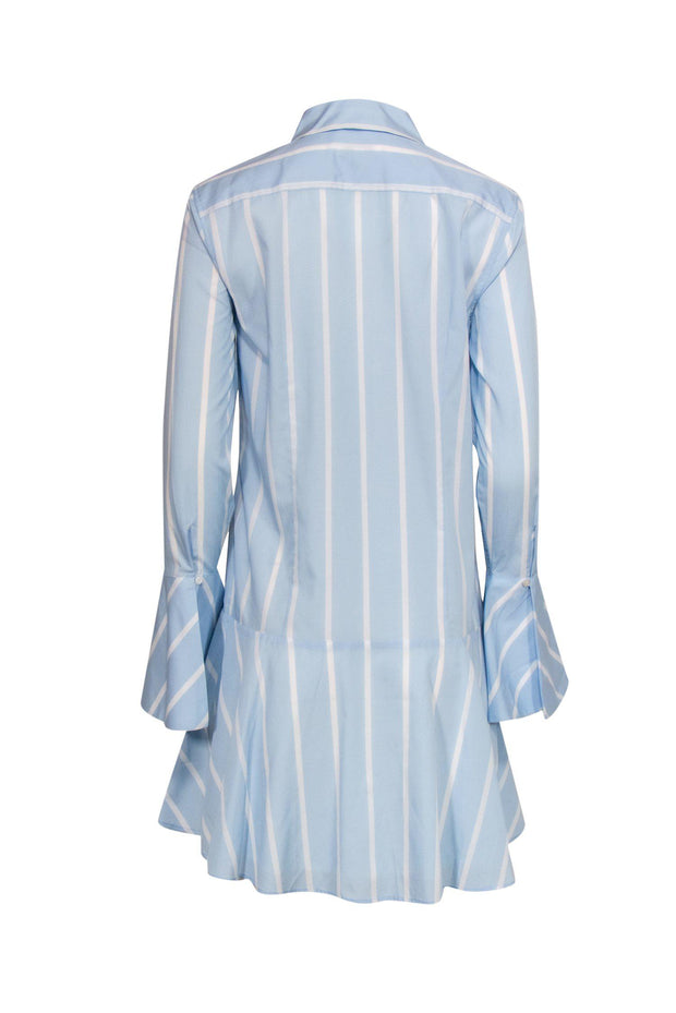 Current Boutique-Equipment - Blue & White Striped Button-Up Drop Waist Shirt Dress Sz M