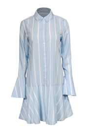 Current Boutique-Equipment - Blue & White Striped Button-Up Drop Waist Shirt Dress Sz M
