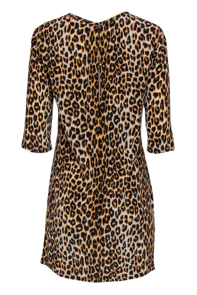 Current Boutique-Equipment - Brown Leopard Cropped Sleeve Shift Dress Sz S