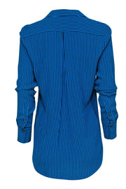 Current Boutique-Equipment - Cerulean Blue & Black Striped Button-Up "Oriana" Blouse Sz S