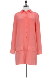 Current Boutique-Equipment - Coral Silk Shirt Dress Sz S