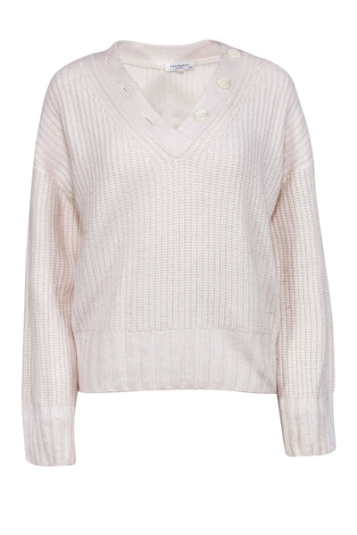 Current Boutique-Equipment - Cream Wool & Cashmere Blend V-Neck Sweater Sz M