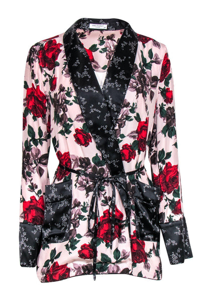 Current Boutique-Equipment - Floral Silk Satin Printed Kimono Sz S