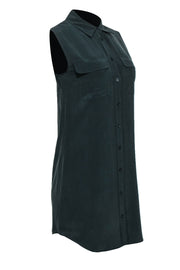 Current Boutique-Equipment - Green Silk Sleeveless Shirtdress Sz XS