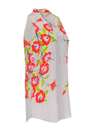 Current Boutique-Equipment - Grey & Multicolor Tropical Floral Print Sleeveless Shirtdress Sz XS