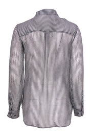 Current Boutique-Equipment - Houndstooth Semi-Sheer Silk Button-Up Blouse Sz S