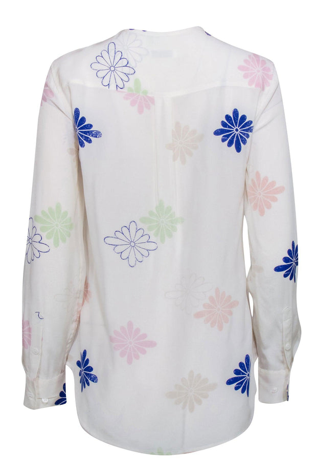 Current Boutique-Equipment - Ivory & Multicolor Floral Long Sleeve Button Front Shirt Sz S