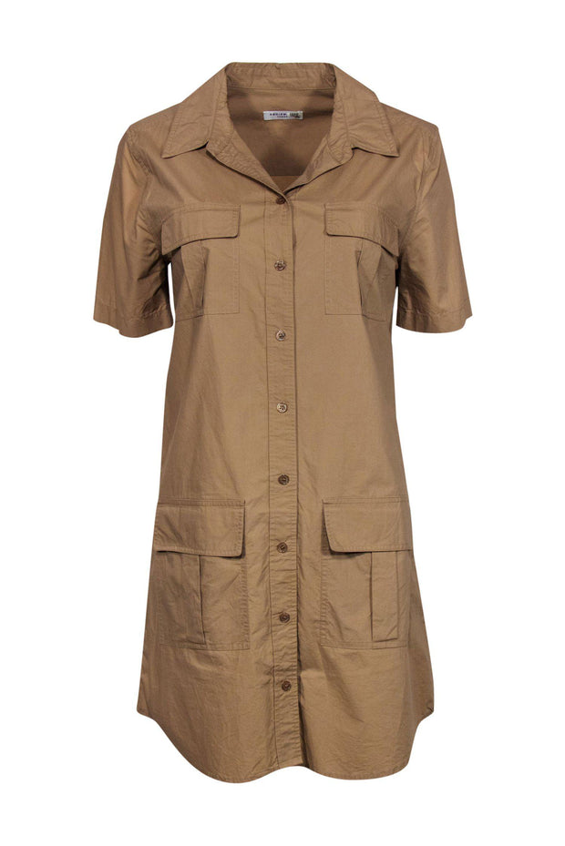 Current Boutique-Equipment - Khaki Button-Up Cotton Shirt Dress w/ Pockets Sz M