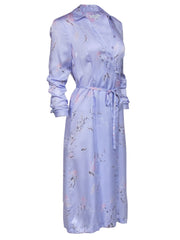 Current Boutique-Equipment- Lavender Print Silk Button Front Shirt Dress Sz S