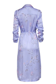 Current Boutique-Equipment- Lavender Print Silk Button Front Shirt Dress Sz S