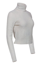 Current Boutique-Equipment - Off White Cable Knit Wool Blend Turtleneck Sweater Sz S