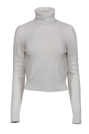 Current Boutique-Equipment - Off White Cable Knit Wool Blend Turtleneck Sweater Sz S