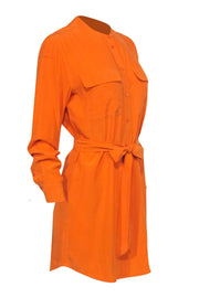 Current Boutique-Equipment - Orange Long Sleeve Button Down Shirtdress w/ Belt Sz S