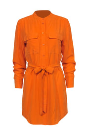 Current Boutique-Equipment - Orange Long Sleeve Button Down Shirtdress w/ Belt Sz S