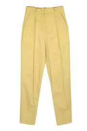 Current Boutique-Equipment - Pale Yellow High-Waisted Cotton Pleated Trousers Sz 4