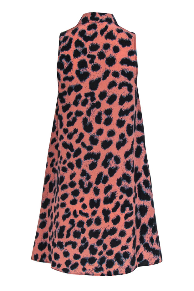 Current Boutique-Equipment - Pink & Black Sleeveless Leopard Print Button-Up Silk Dress Sz XS