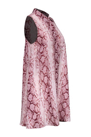 Current Boutique-Equipment - Pink Snakeskin Print Silk Button-Up Dress Sz S
