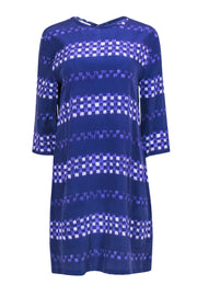 Current Boutique-Equipment - Purple "Ultramarine Audrey" Checked Print Silk Dress Sz L