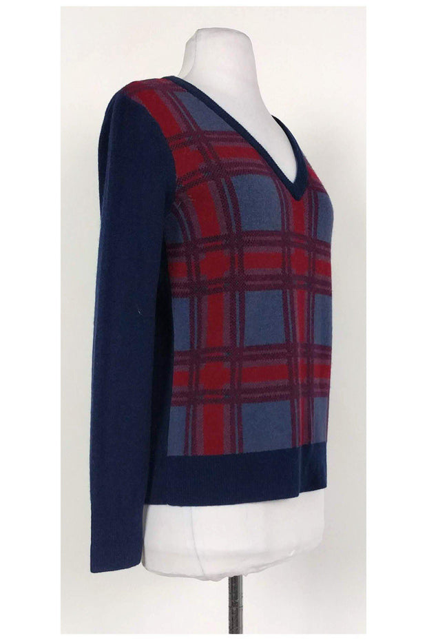 Current Boutique-Equipment - Red & Navy Plaid Sweater Sz XS