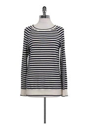 Current Boutique-Equipment - White & Navy Striped Sweater Sz XS