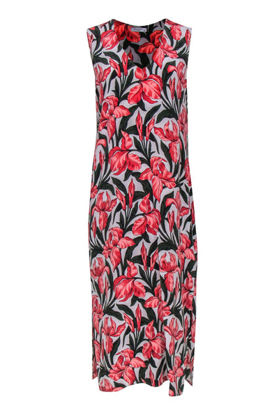Current Boutique-Equipment - White, Pink & Green Floral Print Sleeveless Maxi Dress Sz M