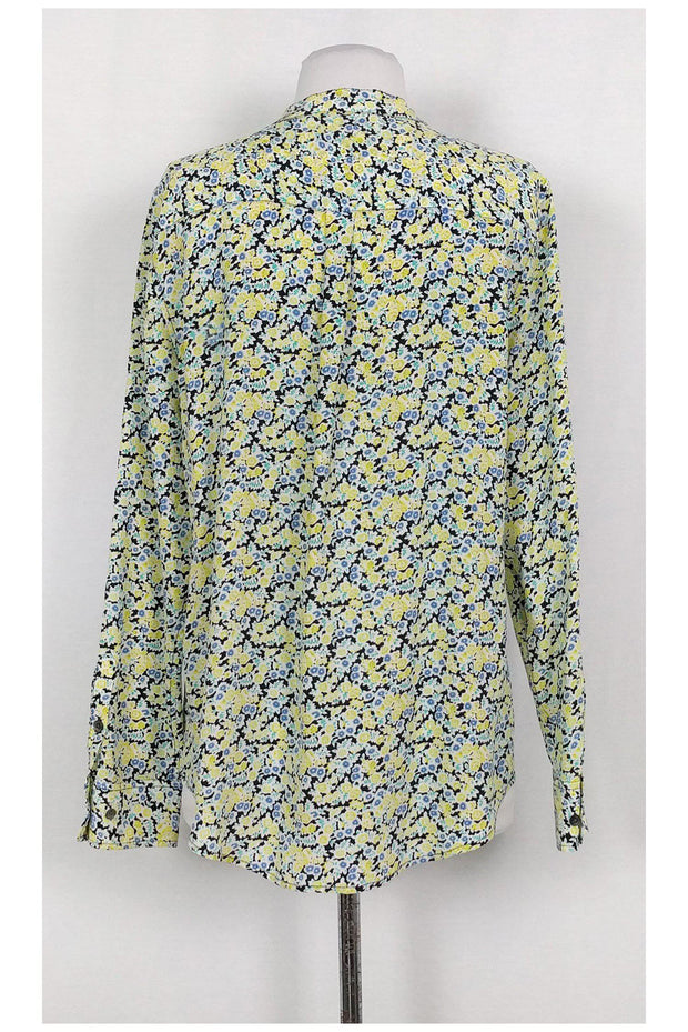 Current Boutique-Equipment - Yellow Floral Silk Top Sz M