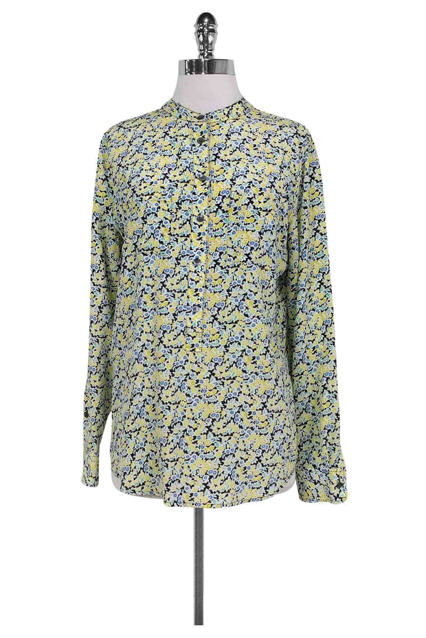 Current Boutique-Equipment - Yellow Floral Silk Top Sz M