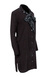 Current Boutique-Equipment x Kate Moss - Black Polka Dot Shirt w/ Star Print Tie Sz XS