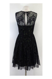 Current Boutique-Erin Fetherston - Black Metallic Lace Sleeveless Flared Dress Sz 4