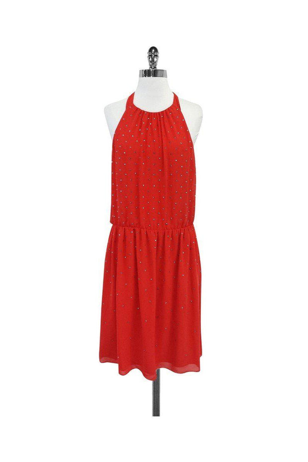 Current Boutique-Erin Fetherston - Red Embellished Halter Dress Sz 12