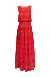 Current Boutique-Erin Fetherston - Red Lace Layered Maxi Dress Sz 6