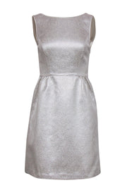 Current Boutique-Erin Fetherston - Silver Textured A-Line Dress w/ Back Bows Sz 2
