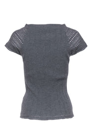 Current Boutique-Ermanno Scervino - Dark Gray Wool Ribbed Short Sleeved Top Sz XS