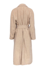 Current Boutique-Escada - Beige Longline Double Breasted Button-Up Teddy Coat Sz 10