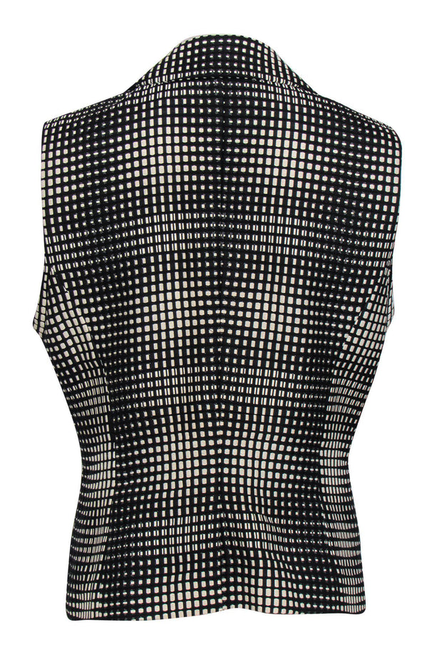 Current Boutique-Escada - Black & Cream Wide Lapel Textured Vest Sz 10