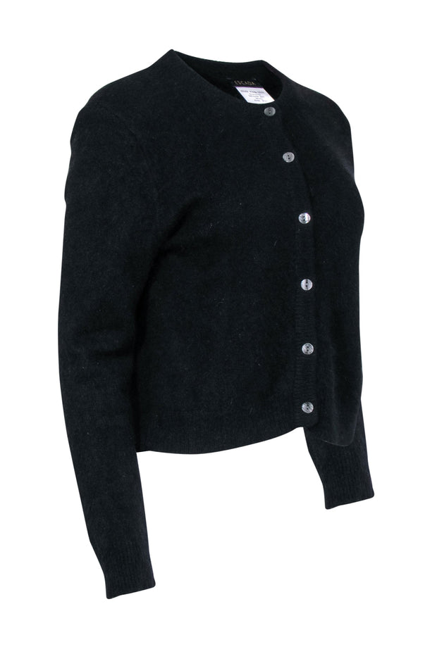 Current Boutique-Escada - Black Fuzzy Button Front Cardigan Sz 2
