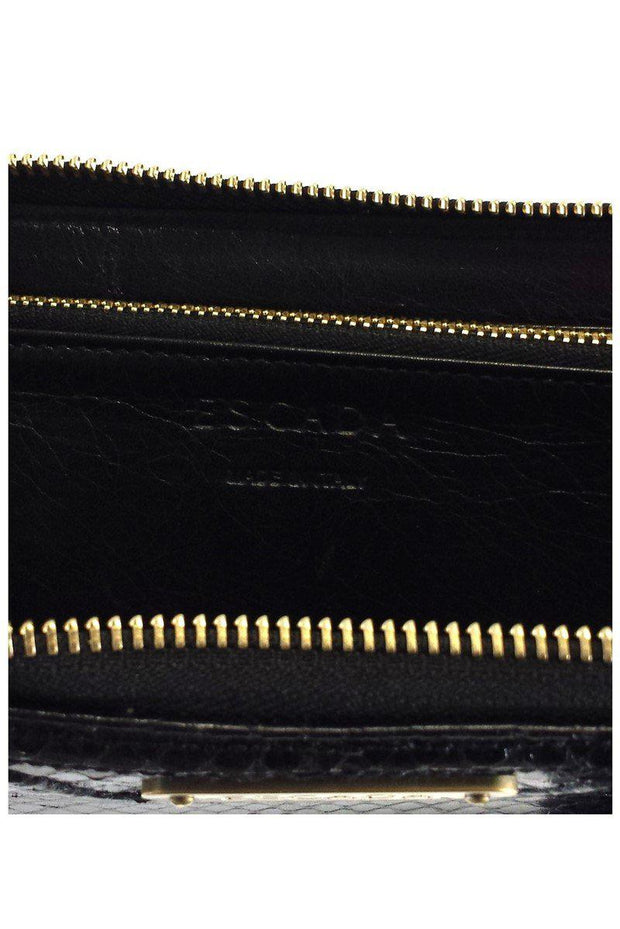 Current Boutique-Escada - Black Python Print Leather Wallet