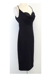 Current Boutique-Escada - Black Silk Beaded Bustier Dress Sz 12