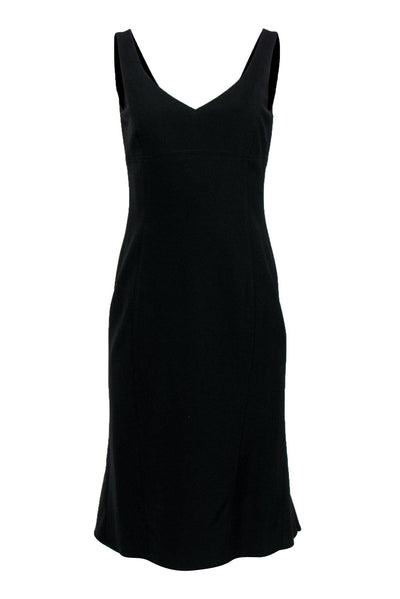 Current Boutique-Escada - Black Sleeveless Midi Dress w/ Back Flounce Hem Sz 8