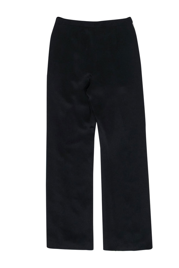 Escada - Black Straight Leg Trousers w/ Iridescent Rhinestones Strips –  Current Boutique