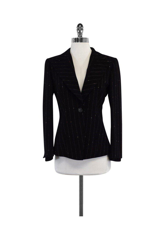 Current Boutique-Escada - Black Striped Wool Blazer Sz 4