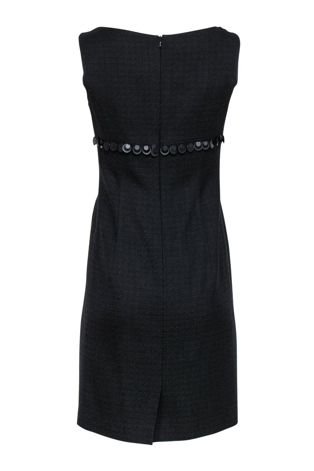 Current Boutique-Escada - Black Tweed Sheath Dress w/ Circle Sequin Trim Sz 6
