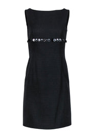 Current Boutique-Escada - Black Tweed Sheath Dress w/ Circle Sequin Trim Sz 6