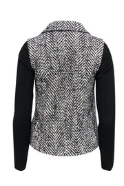 Current Boutique-Escada - Black & White Tweed Jacket w/ Knit Sleeves Sz 2