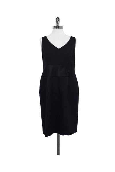 Current Boutique-Escada - Black Wool & Silk Waistline Sleeveless Dress Sz 12