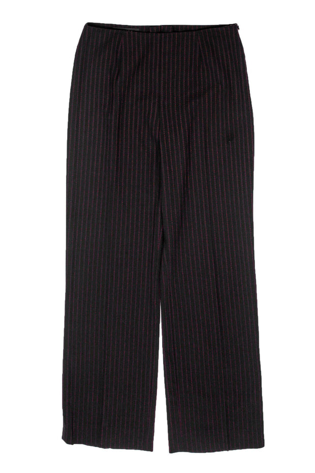 Current Boutique-Escada - Black Wool Trousers w/ Red Pinstripes Sz 8