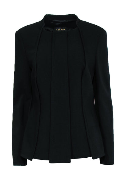 Current Boutique-Escada - Black Wool Zipper Front Jacket Sz 12