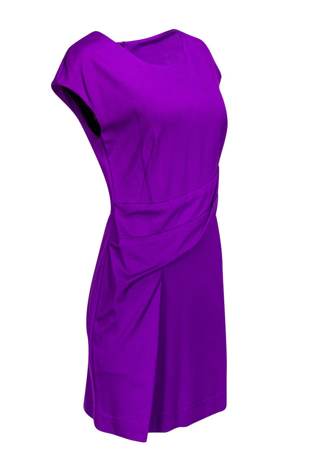 Current Boutique-Escada - Bright Purple Sheath Dress w/ Pleated Details Sz 10
