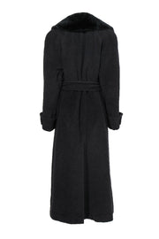 Current Boutique-Escada - Charcoal Long Wool Blend Coat w/ Fur Collar Sz M
