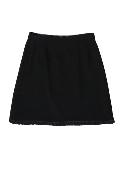 Current Boutique-Escada Couture - Black Wool Skirt w/ Hem Pintucks Sz 10